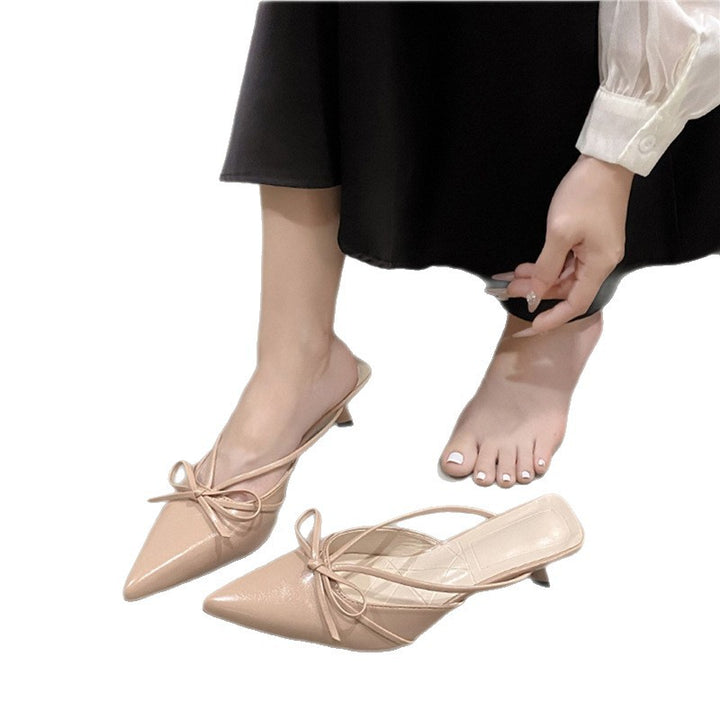 Women's pointed-toe mules with delicate slingback straps and decorative bow Mune Fashion