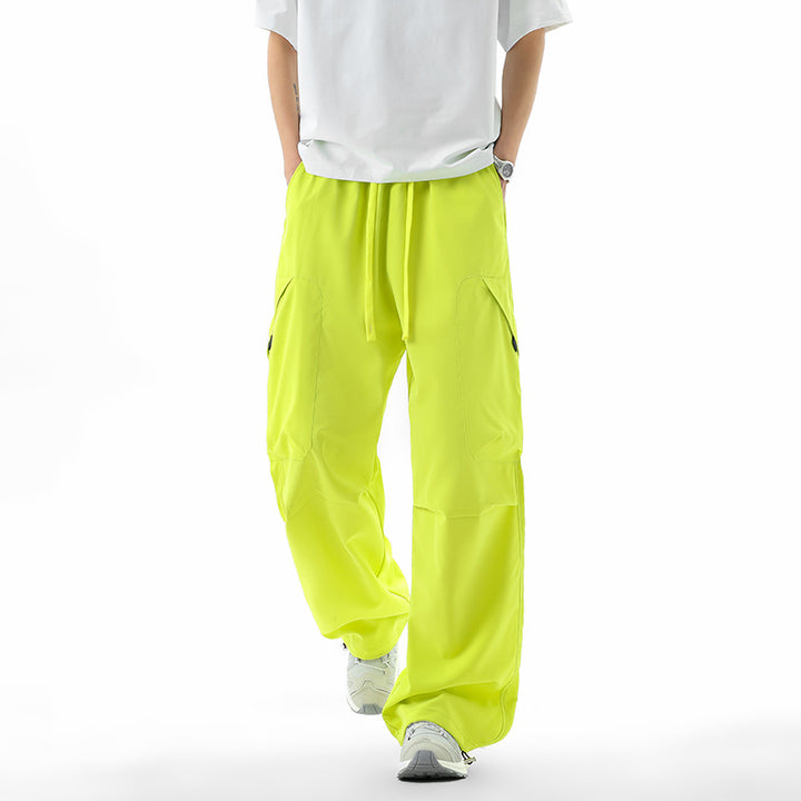 Men's Wide Technical Cargo Leisure Pants with Drawstring, Multifunctional Pockets & Outdoor Performance Mune Fashion