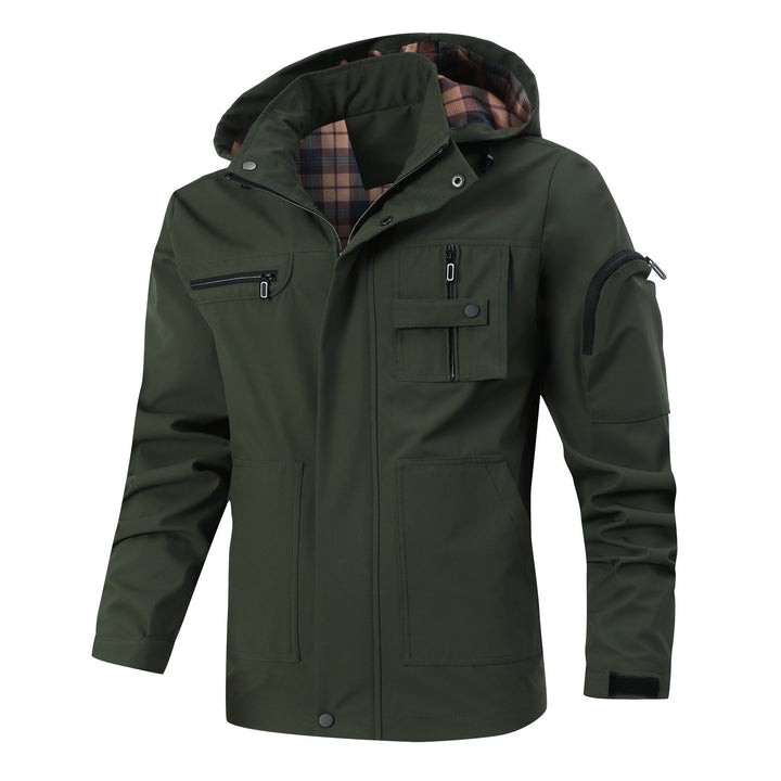 Men's Waterproof Utility Jacket with Hood and Multiple Pockets Mune Fashion