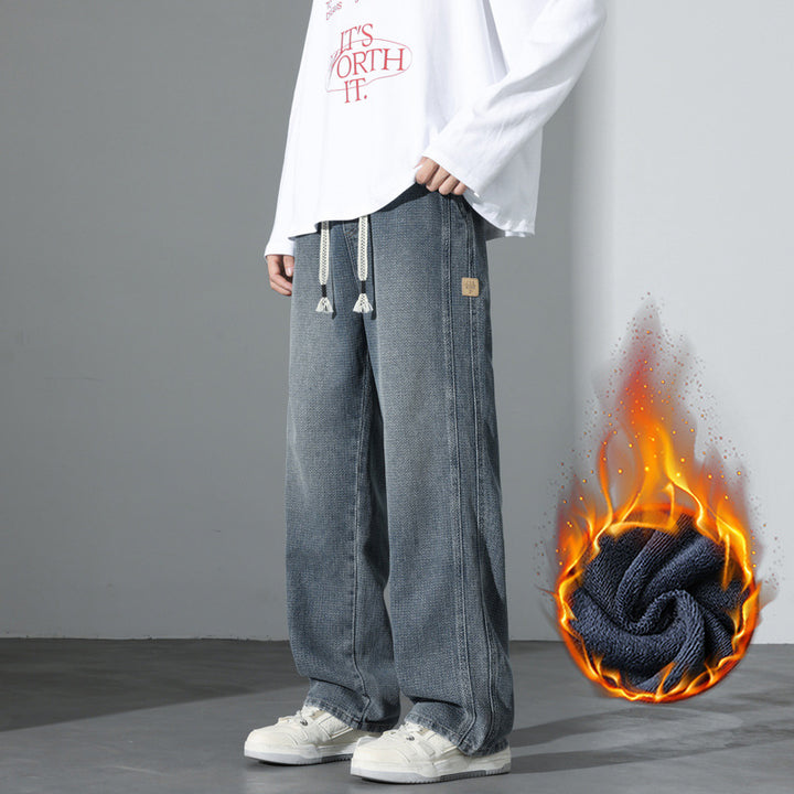 Men's Loose Vintage Denim Casual Pants with Drawstring and Relaxed Fit Mune Fashion