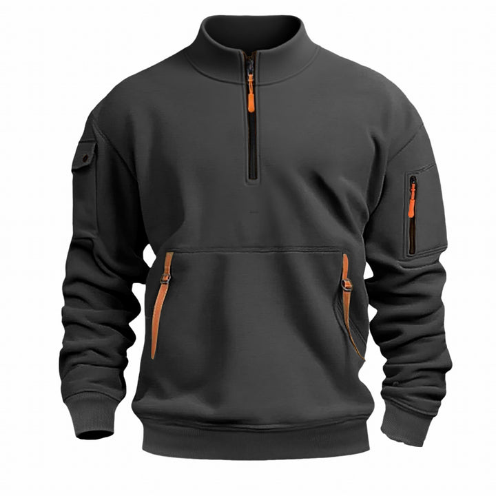 Men's nano sweatshirt with stand-up collar, half zipper, kangaroo pocket, and arm pocket Mune Fashion