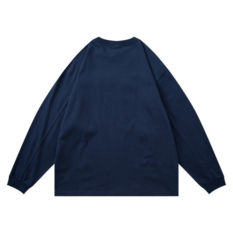 Unisex Oversize-Long Sleeve Shirt with Chenille Logo and Round Neck Mune Fashion