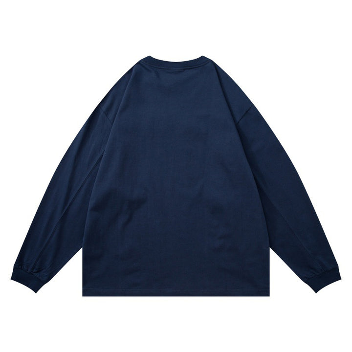 Unisex Oversize-Long Sleeve Shirt with Chenille Logo and Round Neck Mune Fashion