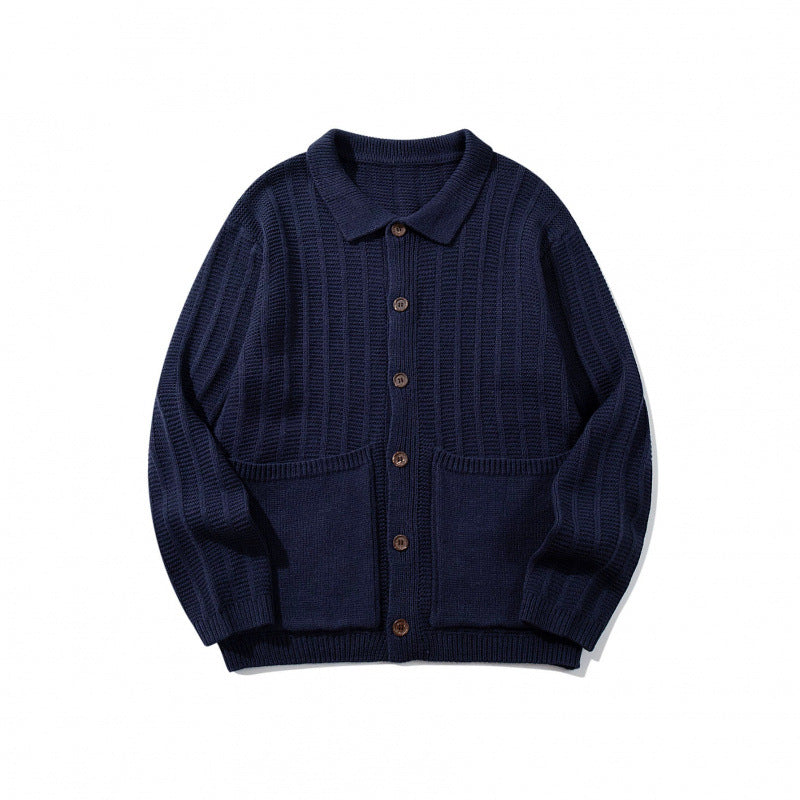 Unisex Chunky Knitted Shirt Jacket with Kent Collar, Button Placket and Patch Pockets Mune Fashion