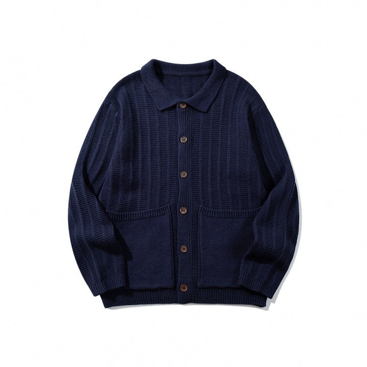 Unisex Chunky Knitted Shirt Jacket with Kent Collar, Button Placket and Patch Pockets Mune Fashion