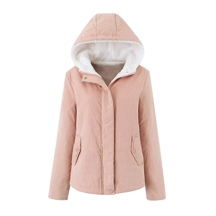 Ladies hoodie jacket with teddy lining and concealed zipper Mune Fashion