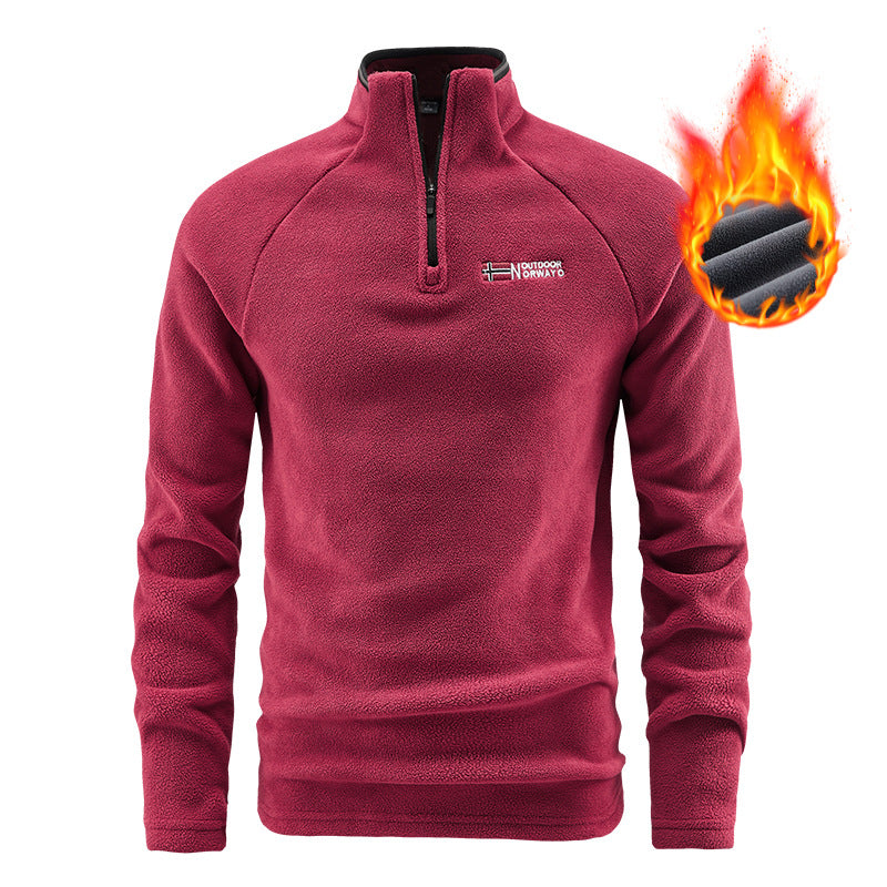 Men's warming microfleece pullover with half-zip, ergonomic raglan sleeves, and cozy interior structure Mune Fashion