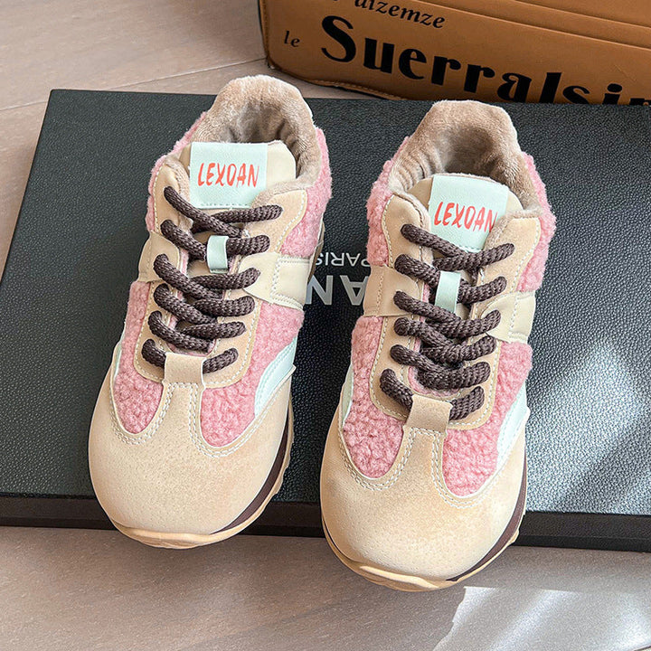 Women Comfortable Sneakers with fluffy upper material and stable sole Mune Fashion