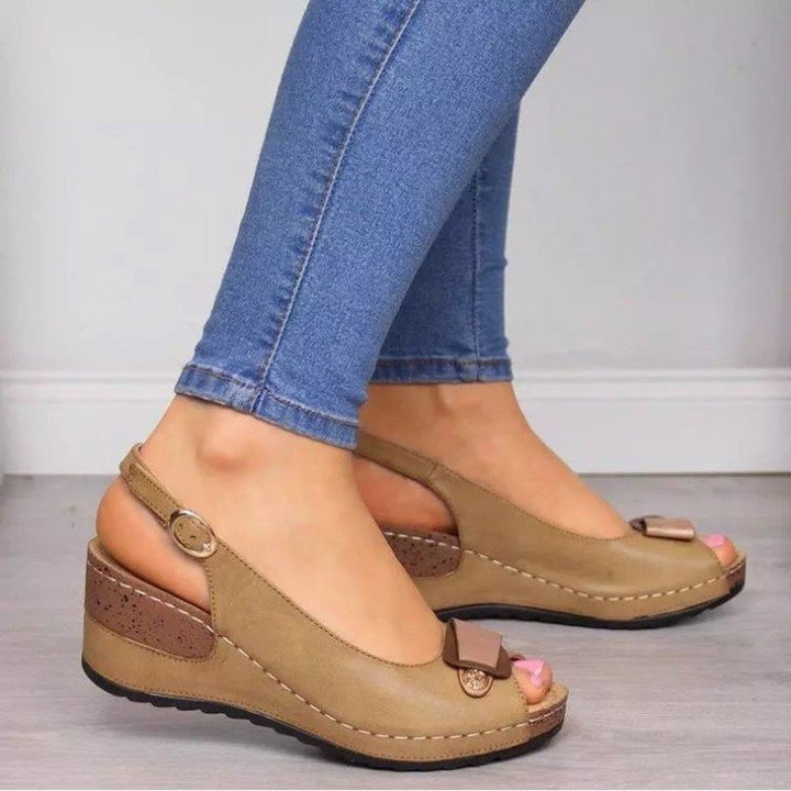 Damen Keil‑Slingback‑Sandalen mit gepolstertem Komfortfußbett und Zierschleife Mune Fashion