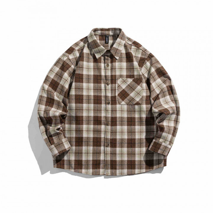 Unisex Boxy Checkered Flannel Shirt Jacket with Patch Chest Pocket and Soft Cotton Feel Mune Fashion