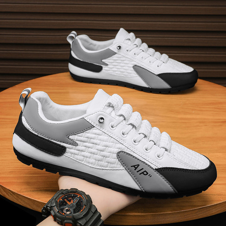 Men's Woven Low-Top Sneaker with Lightly Treaded Sole and Panel Details Mune Fashion