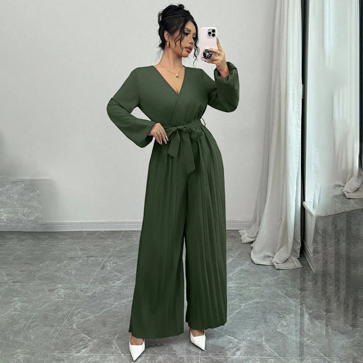 Women Elegant Pleated Jumpsuit Mune Fashion