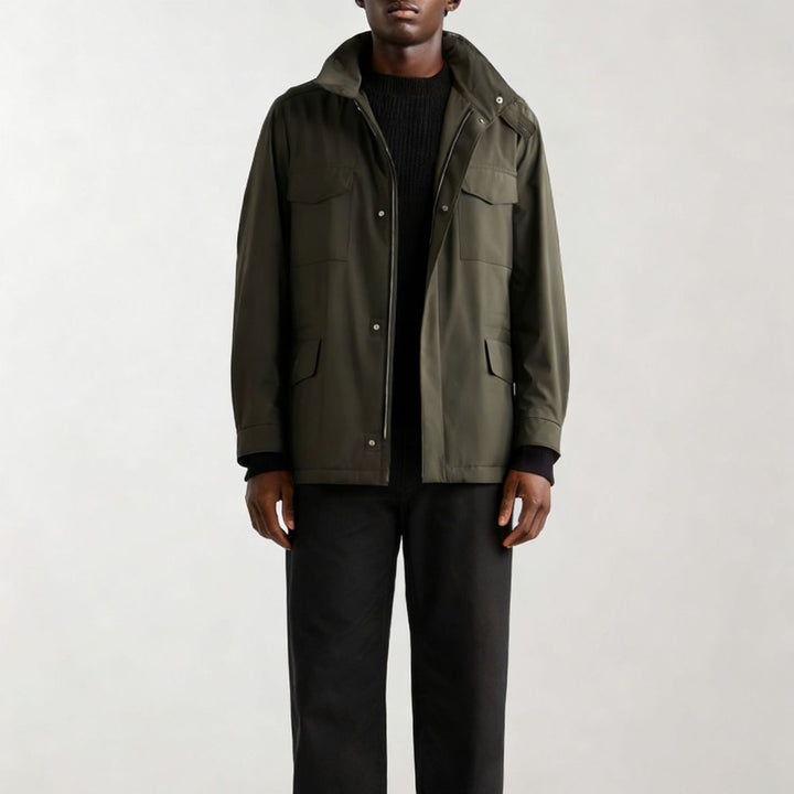 Men's lightweight cotton field jacket with patch pockets and shoulder epaulets Mune Fashion