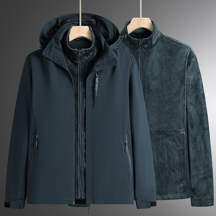 Men's modular softshell parka with removable fleece inner jacket, windproof outer shell and adjustable hood Mune Fashion