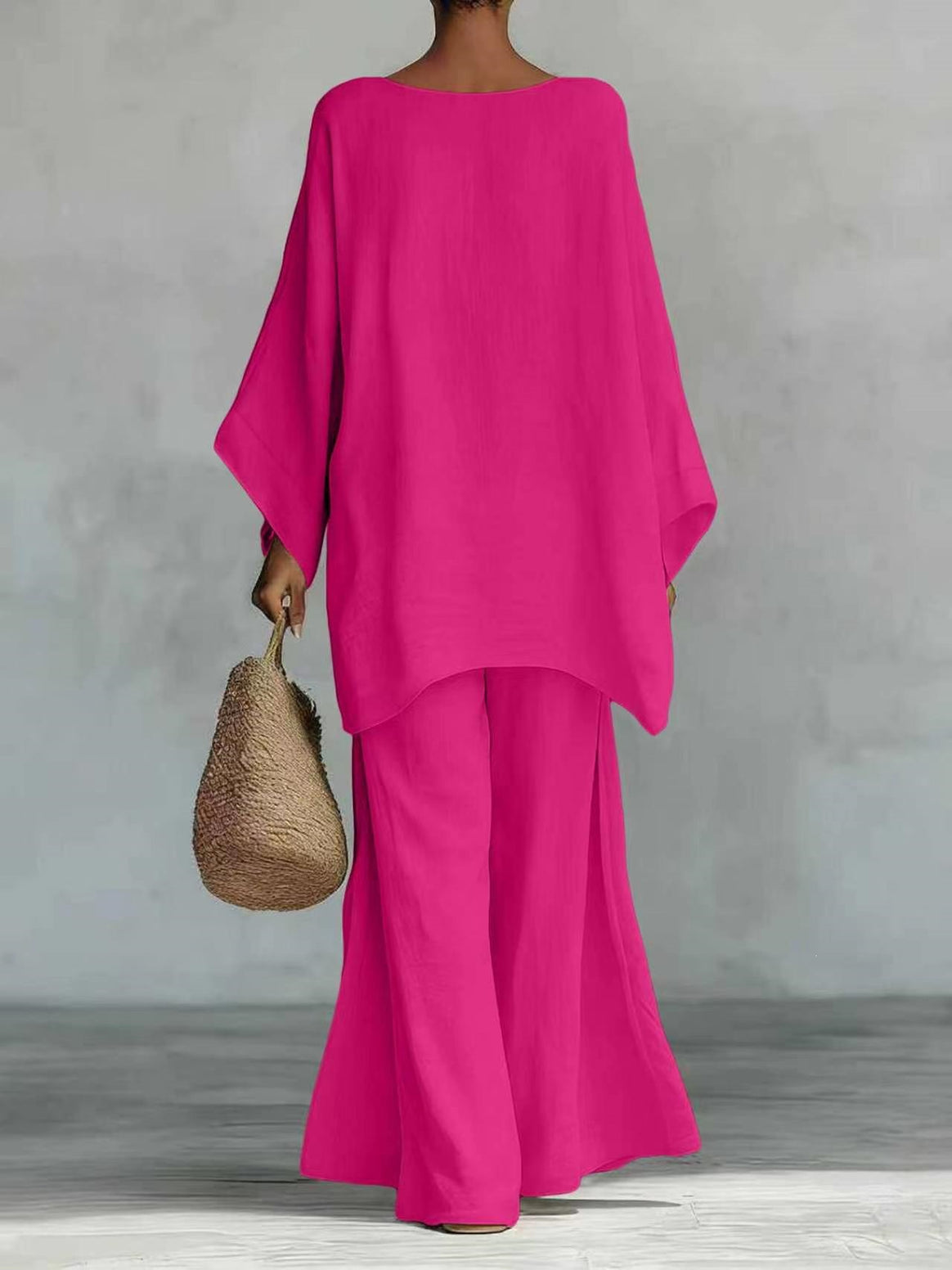 Women Casual Oversized Kaftan Top with Wide Palazzo Pants Mune Fashion