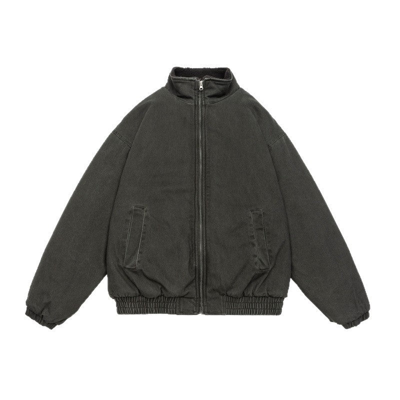 Men's padded wide cut winter jacket with sherpa lining and stand-up collar Mune Fashion