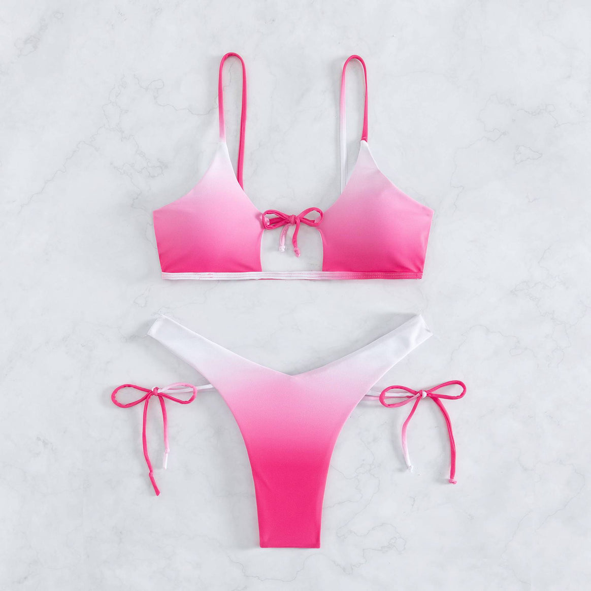 Women Triangle Bikini with Braided Straps and Adjustable Cut Mune Fashion