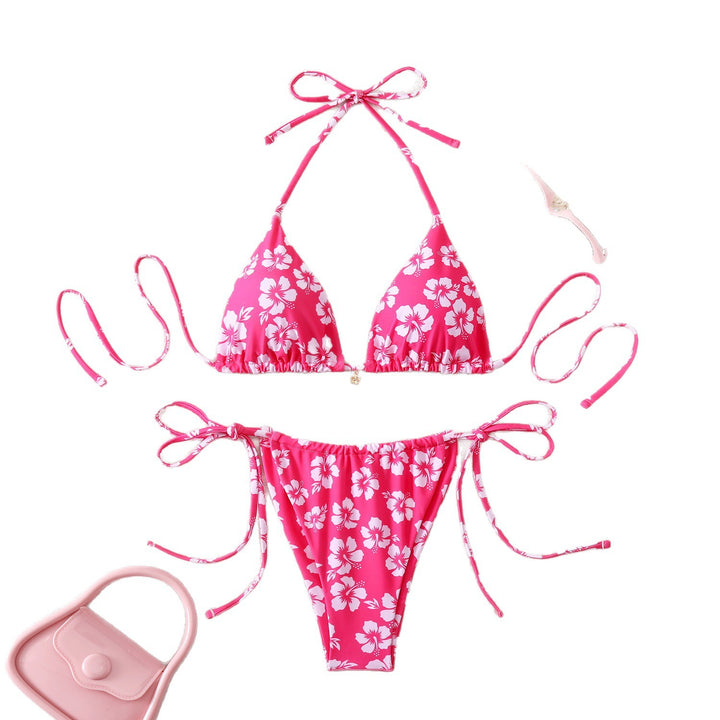 Women's triangle bikini with adjustable ties and floral patterns Mune Fashion