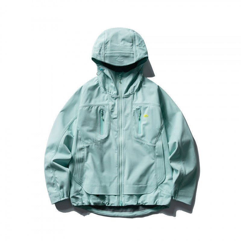 Unisex Lightweight Softshell Outdoor Jacket with Adjustable Hood, Water-Repellent Membrane, and Ergonomic Breast Pockets Mune Fashion