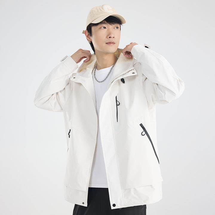 Men's lightweight breathable two-layer rain softshell jacket with adjustable hood and chest pocket Mune Fashion