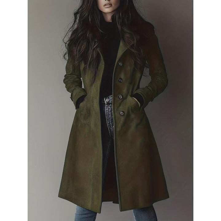 Ladies Longline Wool Blend Coat with Tailored Fit, Lapel Collar and Flap Pockets Mune Fashion