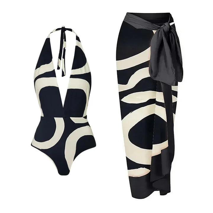 Women’s bikini set with asymmetric top and elegant wrap skirt Mune Fashion