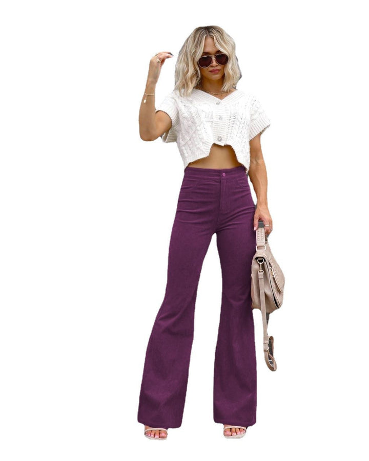 Women high-waisted flared trousers with a fitted hip area and wide leg Mune Fashion
