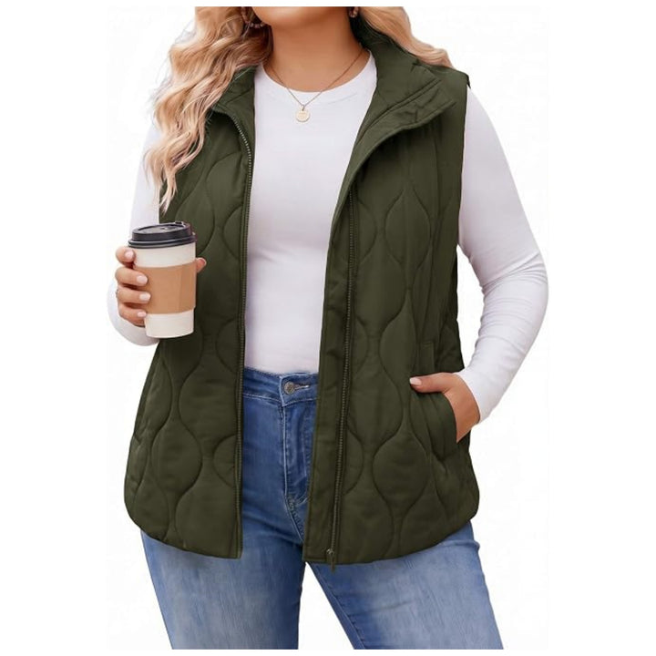 Women's quilted outdoor vest with stand-up collar, fitted cut and zipper Mune Fashion