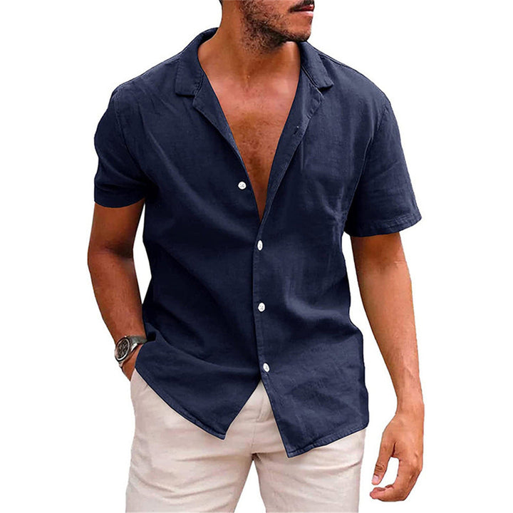 Men's Short Sleeve Leisure Shirt made of Lightweight Linen Mune Fashion