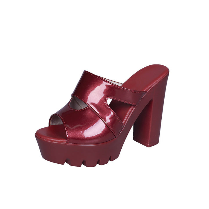 Ladies nan Glamour mule with profiled platform, open toe area and sculptural block heel Mune Fashion