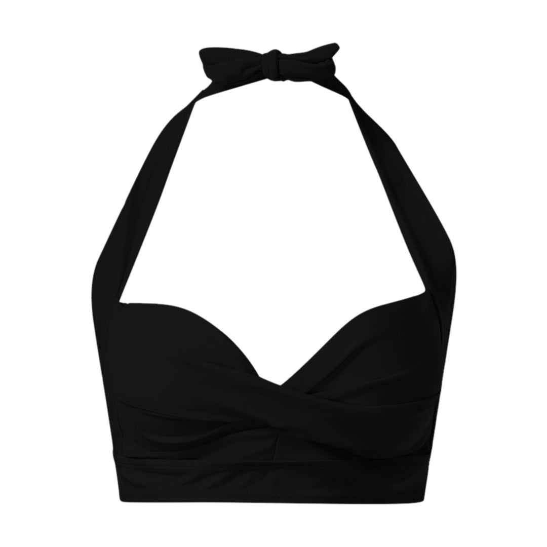 Women's Sporty Bikini Top with Deep Neckline and Halter Design Mune Fashion