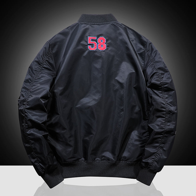 Men's bomber jacket in vintage motorsport look with sleeve utility pocket and patch applications Mune Fashion