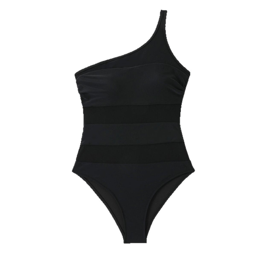 Women One-Sided Swimsuit with Transparent Mesh Inserts Mune Fashion