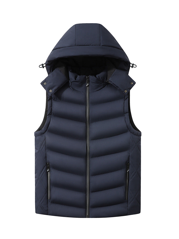 Men's quilted vest with removable hood, thermal lining, and water-repellent shell Mune Fashion