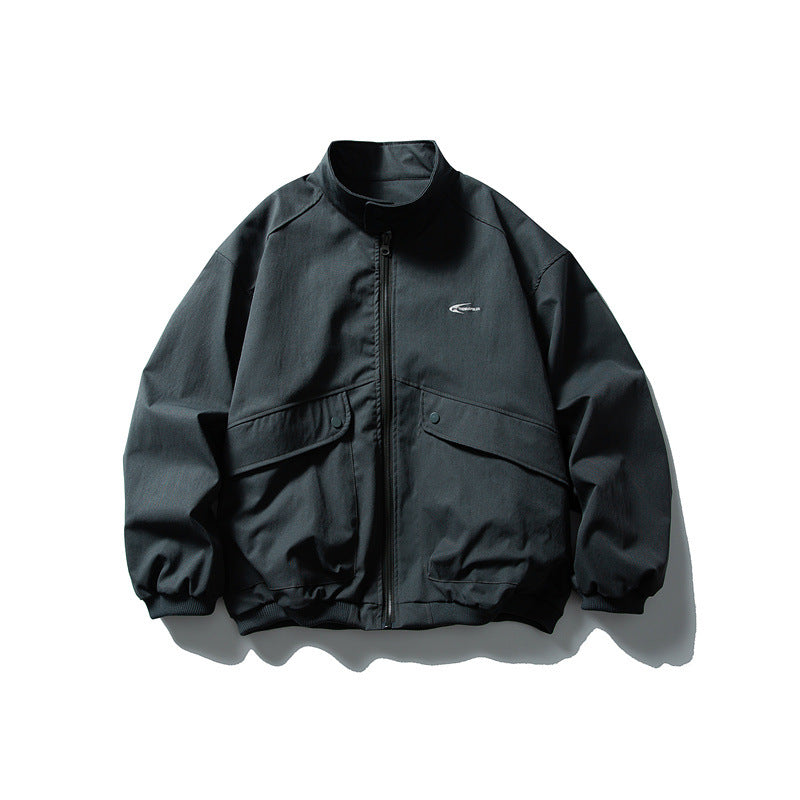 Unisex Oversize Boxy Bomber Jacket with Stand-up Collar and Large Flap Pockets Mune Fashion