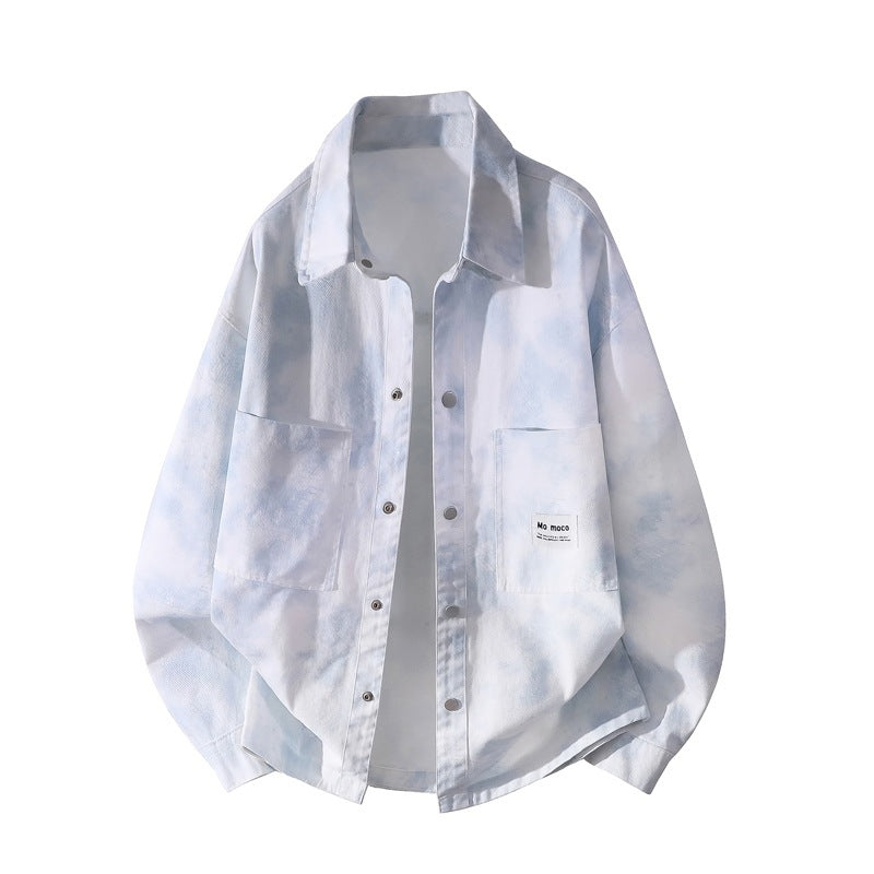 Unisex Oversized Shirt Jacket with Tie-Dye Effect, Snap Button Front and Chest Pockets Mune Fashion