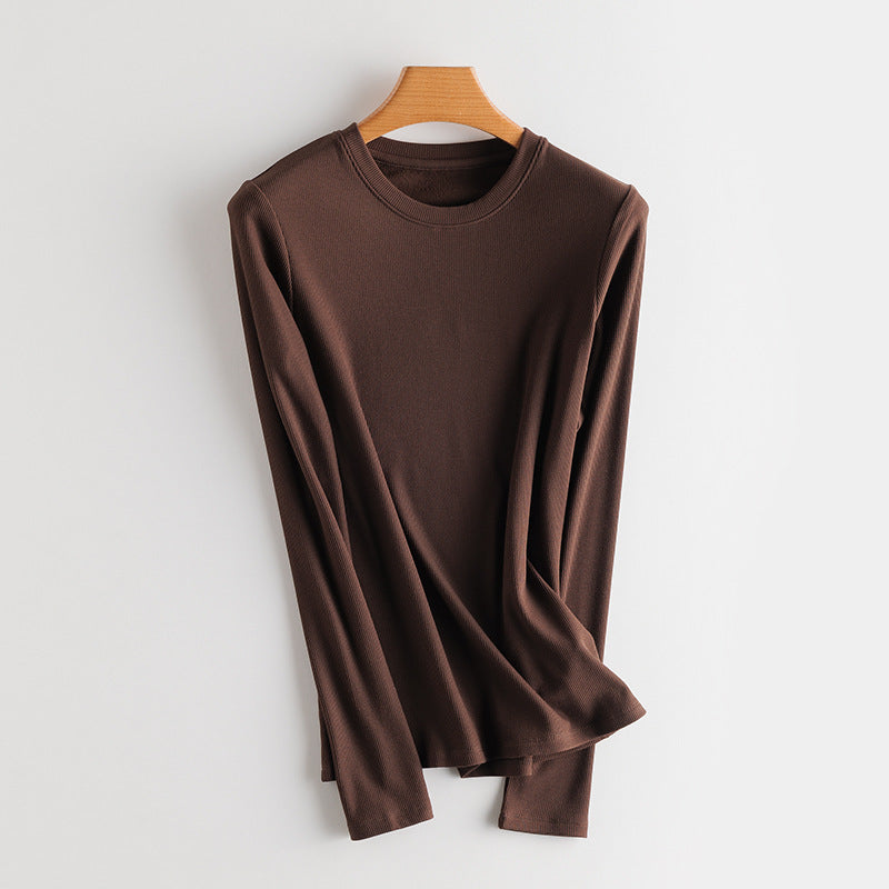 Women Fine Rib Long Sleeve Shirt with Turtleneck and Ruffle Edges Mune Fashion