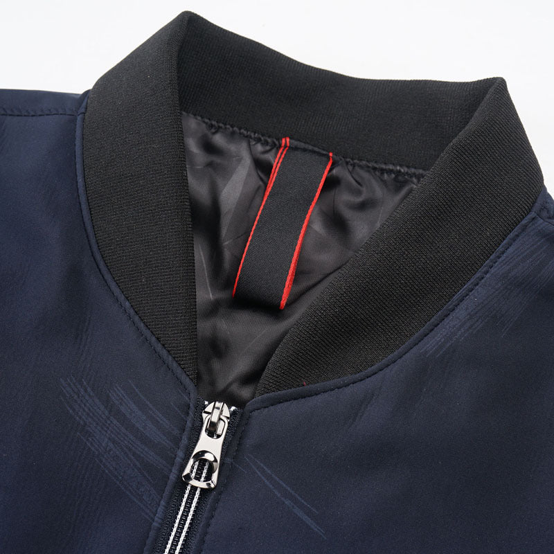 Men's Slim Bomber Jacket made of technical cotton blend with contrasting zip pockets and elastic ribbed collar Mune Fashion