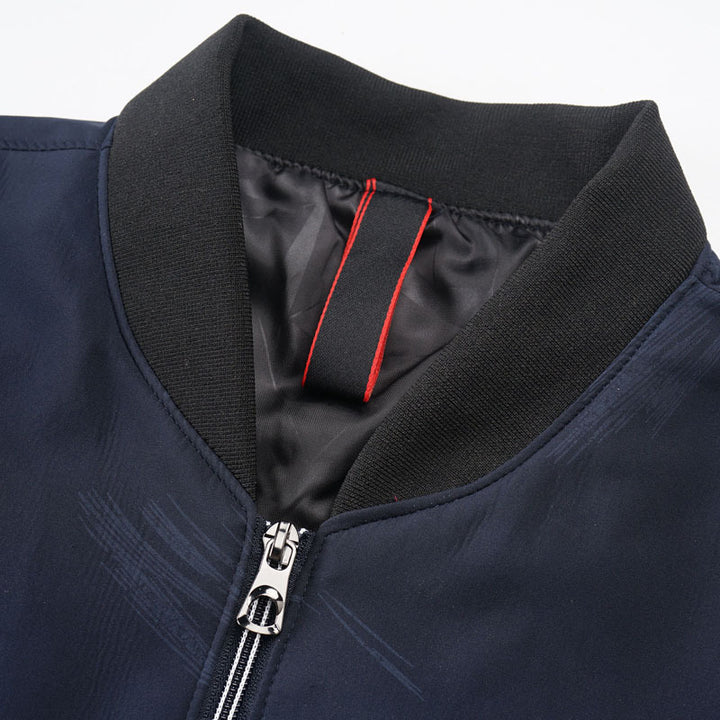 Men's Slim Bomber Jacket made of technical cotton blend with contrasting zip pockets and elastic ribbed collar Mune Fashion