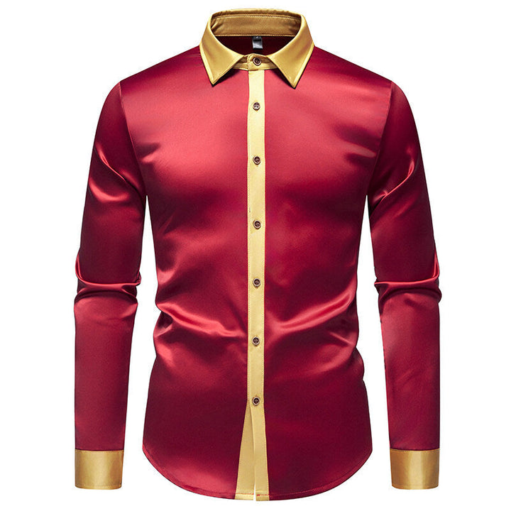 Men's Long-Sleeve Shirt with Modern Satin Details Mune