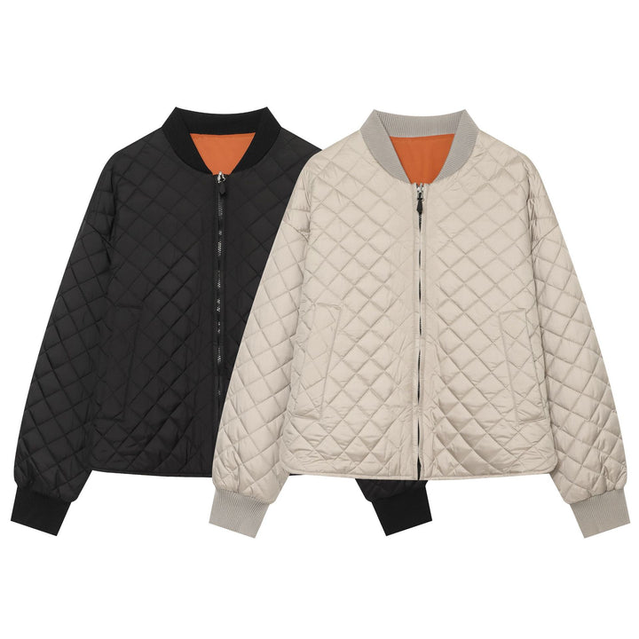 Women's quilted bomber jacket with contrast lining and ribbed cuffs Mune Fashion
