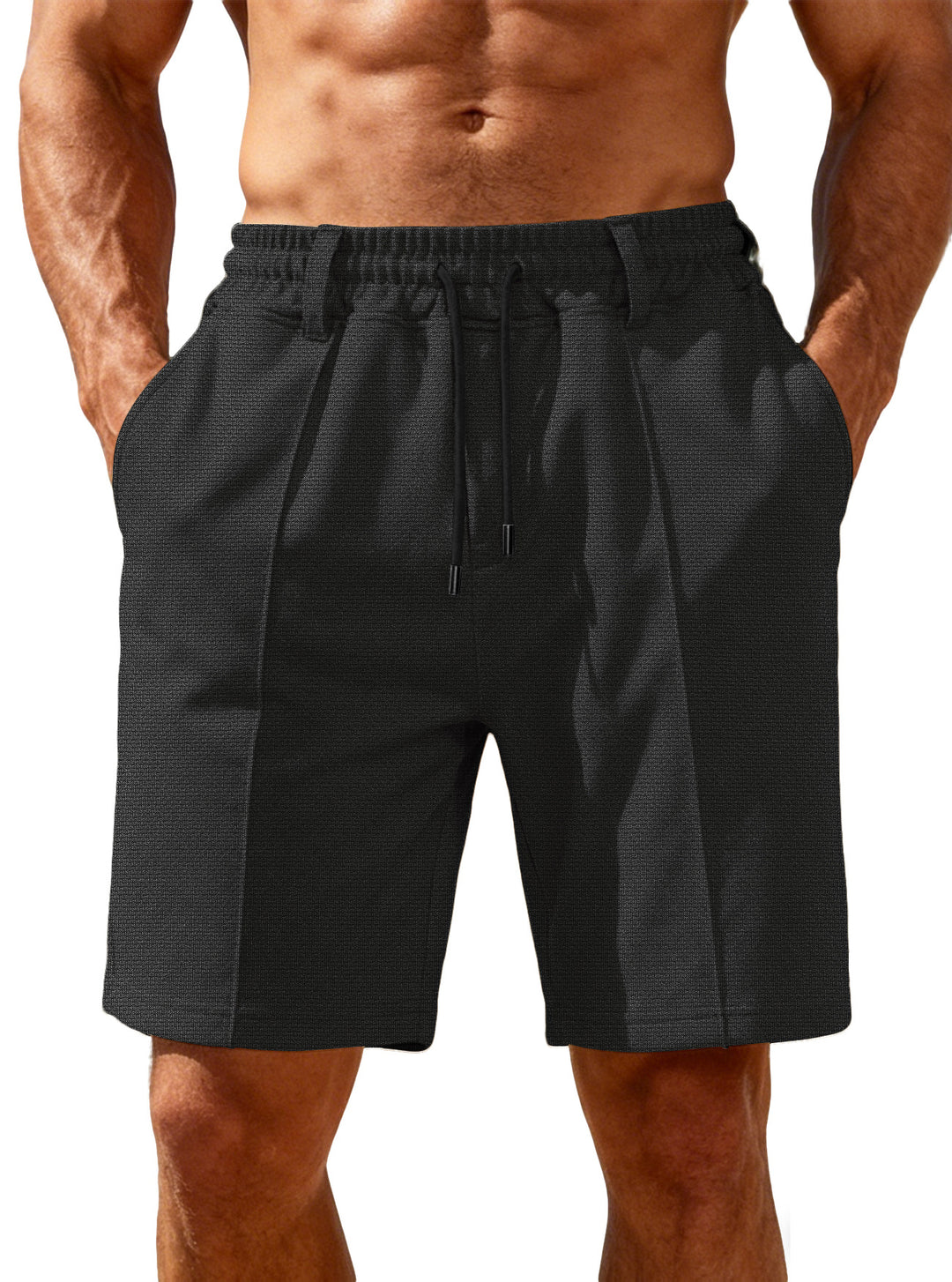 Men's Chino-inspired Relax Shorts with pleats, elastic drawstring and side pockets Mune Fashion