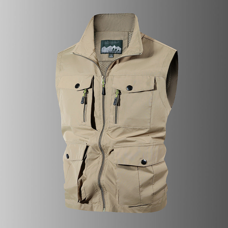 Men's multifunctional outdoor vest with multiple pockets and stand-up collar Mune Fashion