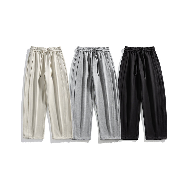 Herren Lässige Jersey-Hose mit Kordelzug, geradem Bein und dekorativen Steppnähten Mune Fashion