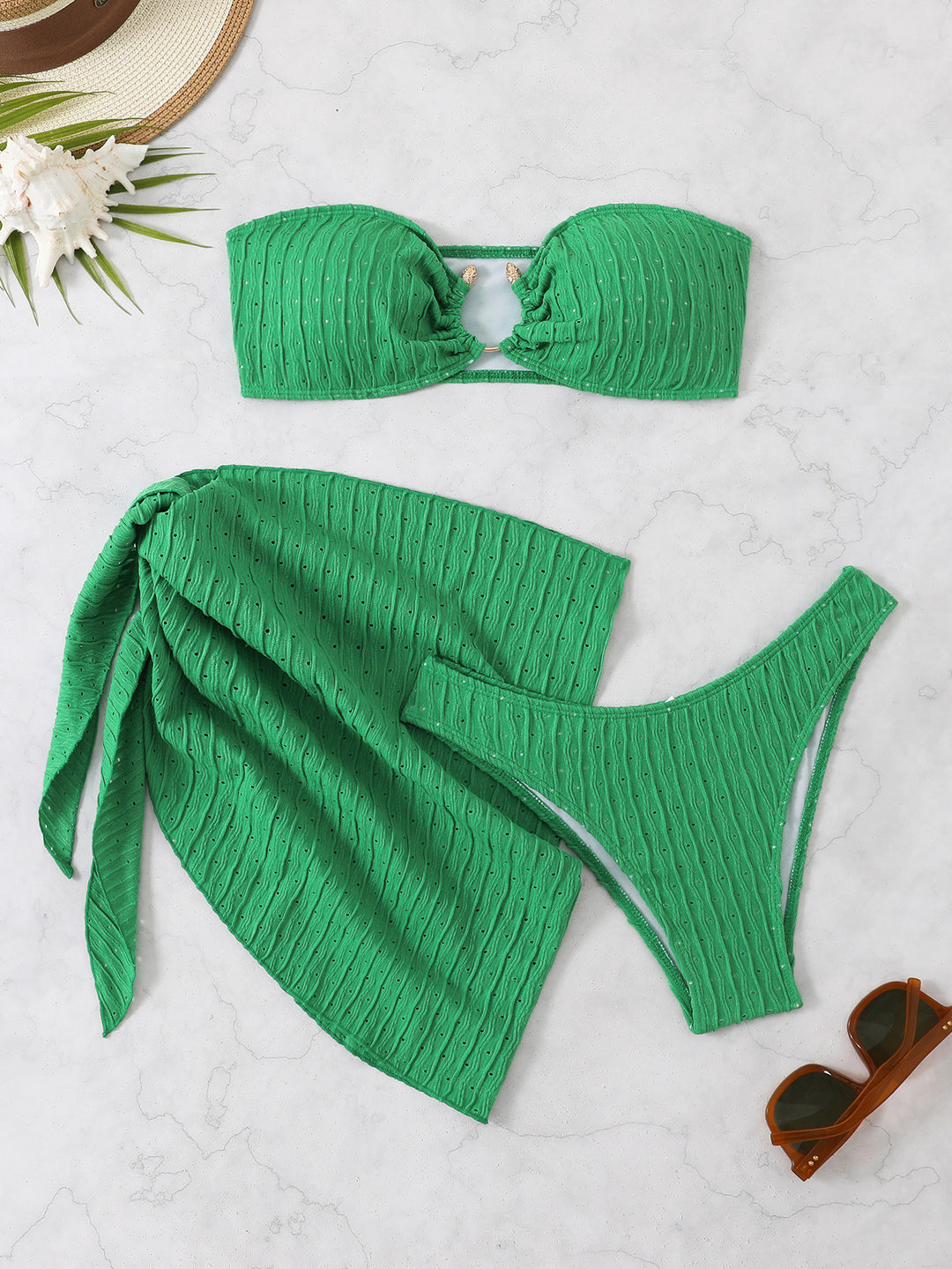 Women's bandeau bikini set with sophisticated wrap skirt and stylish details Mune Fashion