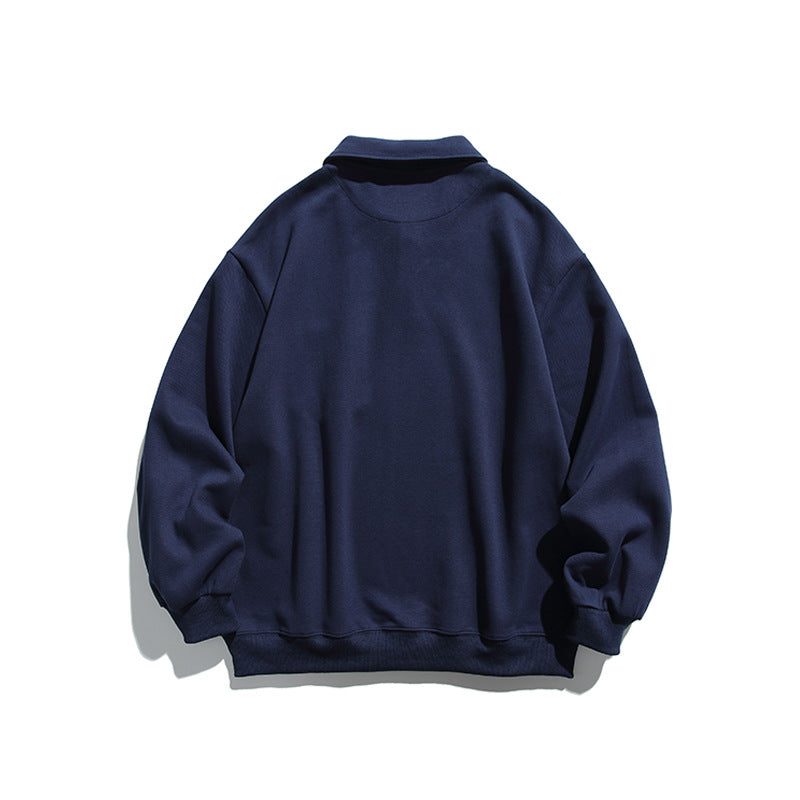 Unisex Oversize Polo Shirt Sweatshirt with Chest Pocket and Ribbed Hem Mune Fashion