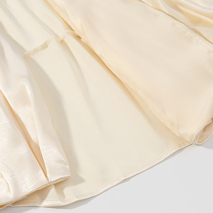 Women's satin cape blouse with zipper, balloon sleeves and gathered hem Mune Fashion