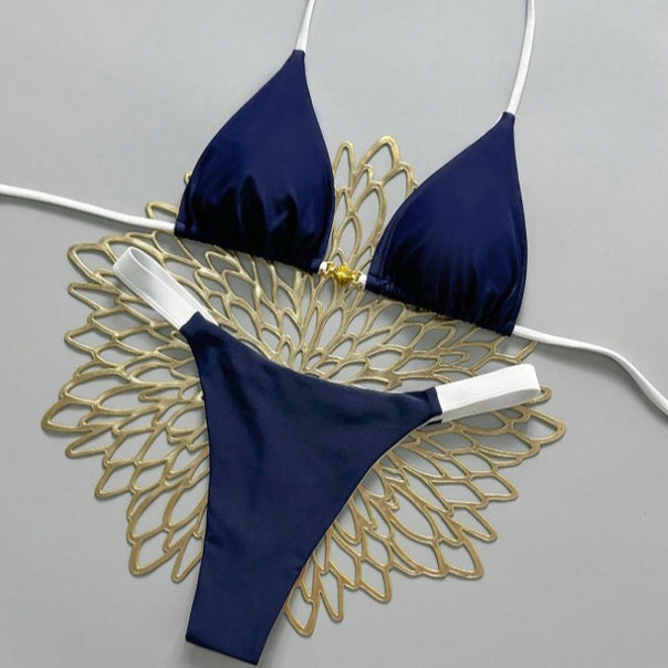 Women Triangle Bikini with Fashionable Contrast Details Mune Fashion