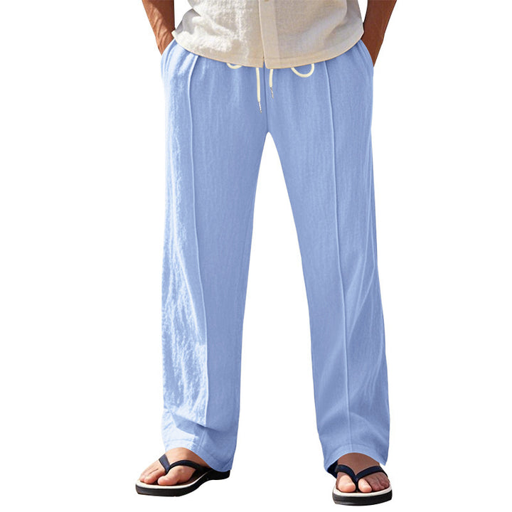 Men's nano relaxed-fit summer linen trousers with crease elastic drawstring and side pockets Mune Fashion