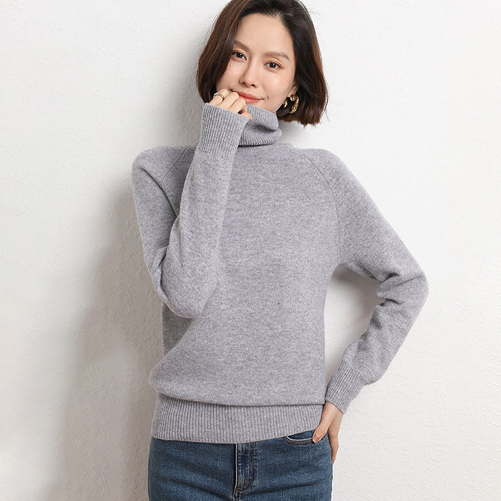 Ladies Slim Turtleneck Sweater made of fine knit with raglan sleeves Mune Fashion